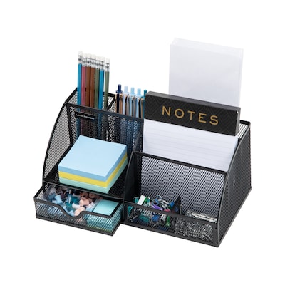 Mind Reader 7-Compartment Metal Desk Organizer File and Accessory Storage, Black (JOEORG-BLK)