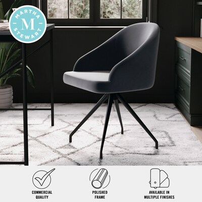 Martha Stewart Sora Velvet Swivel Task Chair, Gray/Oil Rubbed Bronze (CH222119GYBK)