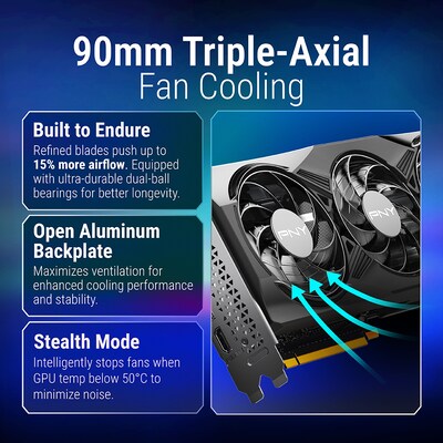 PNY NVIDIA GeForce RTX 5070 OC Triple Fan PCIe 5.0 12GB GDDR7 Gaming Graphics Card, 2325 MHz Core, Black (VCG507012TFXPB1-O)