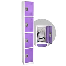 AdirOffice 72 4-Tier Key Lock Purple Steel Storage Locker, 4/Pack (629-204-PUR-4PK)