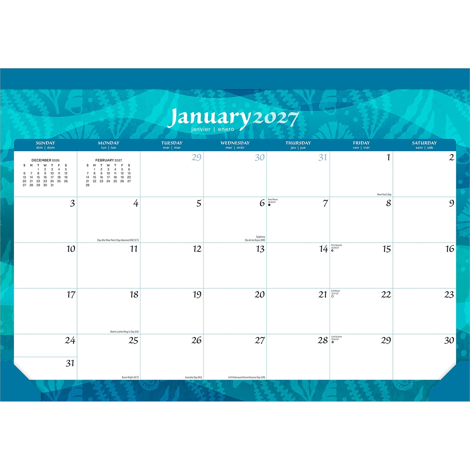 2027 BrownTrout Seaside Currents 17 x 12 Monthly Desk Pad Calendar, Assorted Colors (9798330709304)