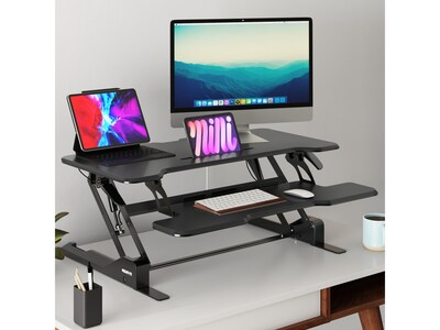 Mount-It! 38"W Manual Rectangular Adjustable Standing Desk Converter, Black (MI-15009)