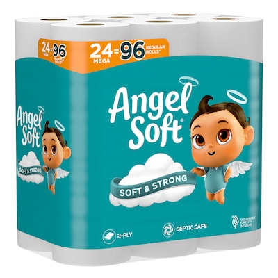Angel Soft Mega Toilet Paper, 2-ply, White, 320 Sheets/Roll, 24 Rolls/Pack (794085)