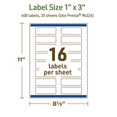 Avery Dissolvable Rectangle Multipurpose Labels, 1" x 3", Off-white, 400/Pack (94224)