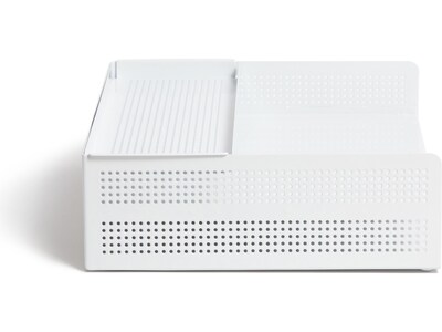 U Brands The Perforated Collection Metal Front Loading Letter Tray, Letter Size, White (5718U01-06)