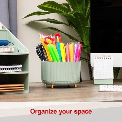 Staples 5-Compartment Rotating Plastic Desk Organizer, Sage Green (ST63866)