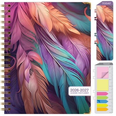 2026-2027 Excello Brands 8.5 x 11 Academic Weekly & Monthly Planner, Paperboard Cover, Pastel Peacock (FSHN-AY26-8511-61)