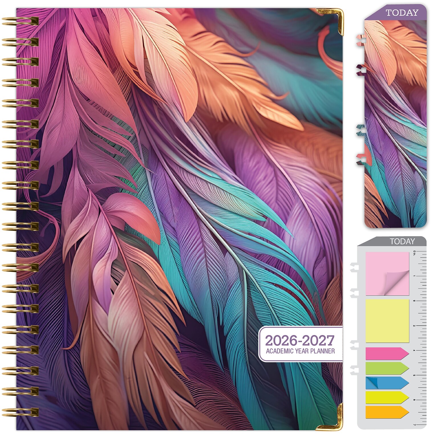 2026-2027 Excello Brands 8.5 x 11 Academic Weekly & Monthly Planner, Paperboard Cover, Pastel Peacock (FSHN-AY26-8511-61)