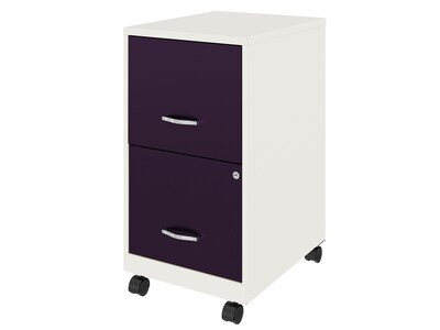 Space Solutions SOHO Smart File 2-Drawer Mobile Vertical File Cabinet, Letter Size, Lockable, Pearl White/Midnight Purple(25336)