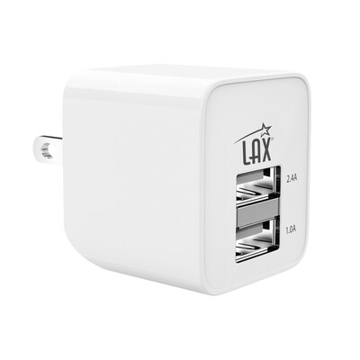 LAX Gadgets USB-A/USB-C Wall Charger, 24W, White (WLL2PWHT)