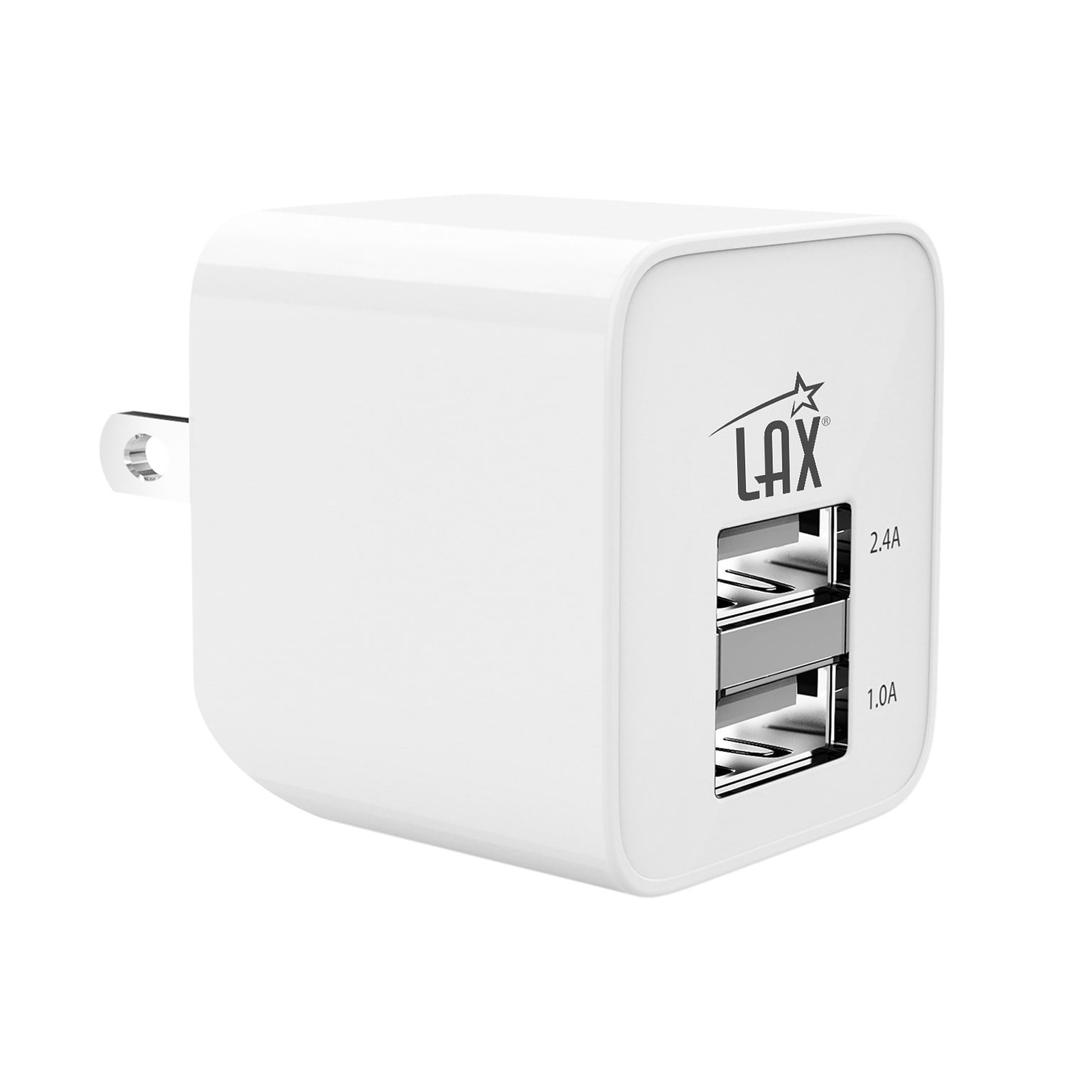 LAX Gadgets USB-A/USB-C Wall Charger, 12W, White (WLL2PWHT)