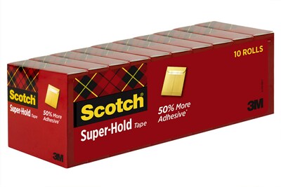 Scotch® Super-Hold Tape Refill, Transparent, Crystal Clear Clarity Finish, 3/4" x 27.77 yds., 1" Core, 10 Rolls (700K10)