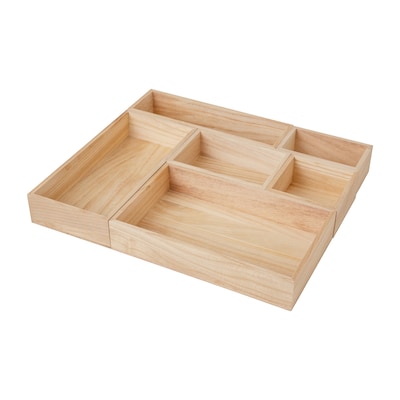 Martha Stewart Enzo 6-Piece Wooden Desk Drawer Organizer Set, Light Natural (LY689866NAT)