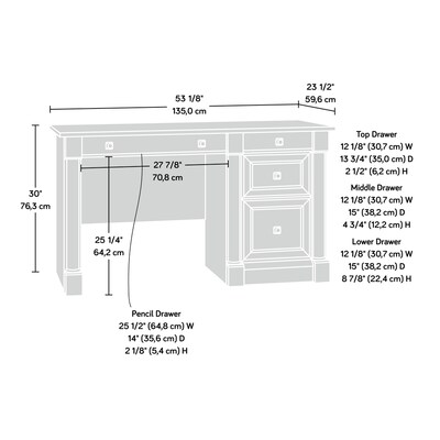 Sauder Palladia 53"W Computer Desk, Split Oak (424819)