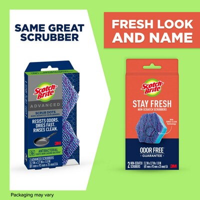 Scotch-Brite® Scrub Dots Advanced Non-Scratch Sponge Scrubbers, Blue, 2/Pack (SDA-2)