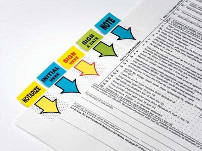 Post-it 'Notarize' Message Flags, 1" Wide, Yellow, 100 Flags/Pack (680-NZ2)
