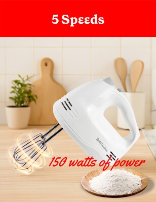 Betty Crocker 5-Speed Hand Mixer, White (BC-4203WT)