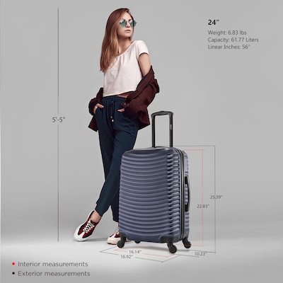 DUKAP Adly 24" Hardside Suitcase, 4-Wheeled Spinner, TSA Checkpoint Friendly, Navy Blue (DKADL00M-BLU)