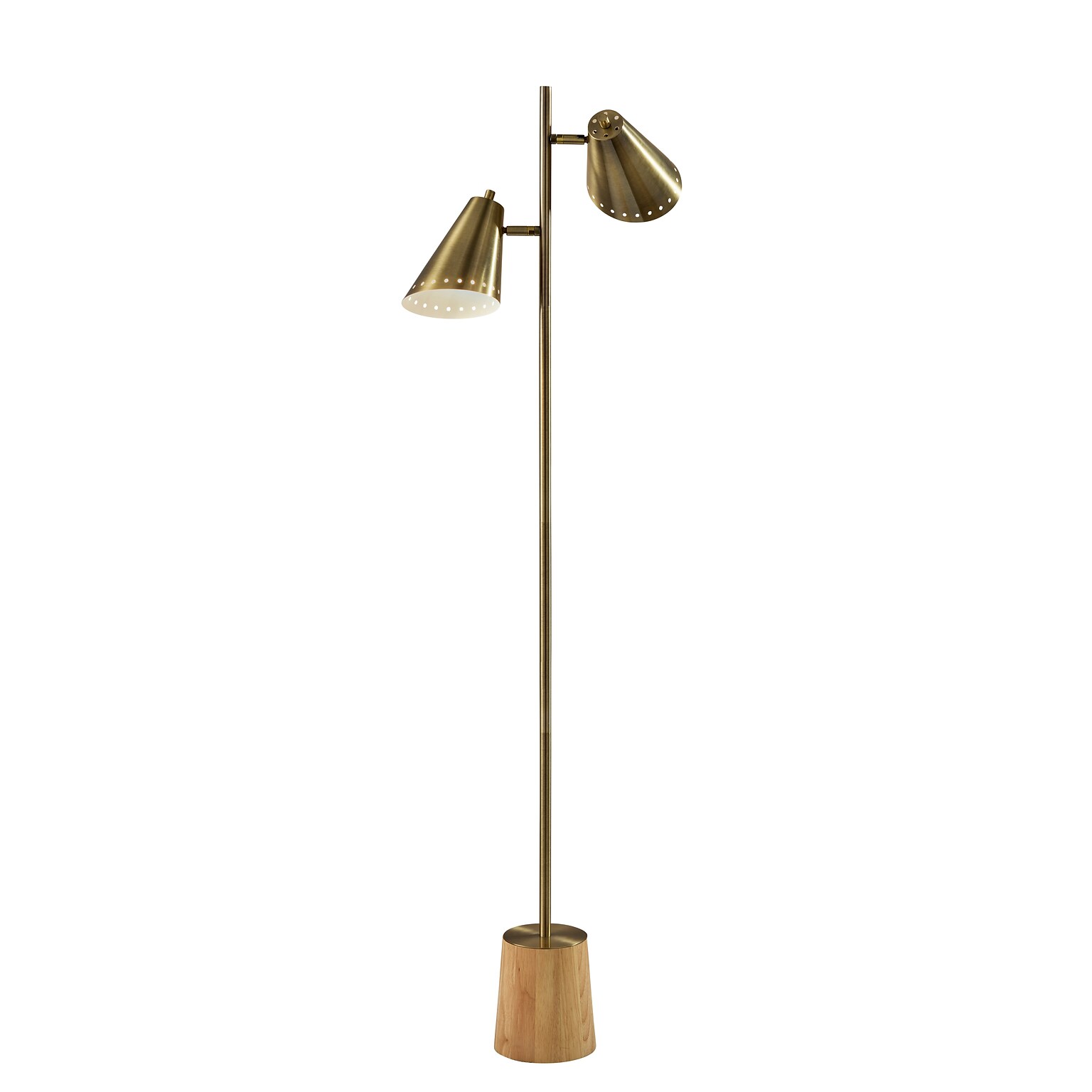 Adesso Josephine 60.5 Antique Brass Floor Lamp with Cone Shades (9411-21)