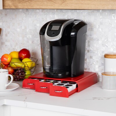 Mind Reader Plastic Single Serve Coffee Pod Storage Drawer, 36 Pod Capacity, Red (TRAY6-RED)