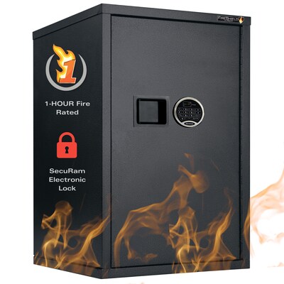 FireKing FireShield Storage Cabinet, Fire Resistant, Single Door w/ Electronic Lock, Black (HSC-3422-DBTEL)