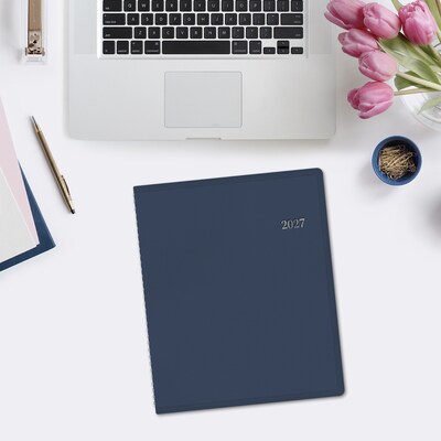 2027 Blue Sky Passages 8.5" x 11" Calendar Year Weekly & Monthly Planner, Plastic Cover, Solid Navy (148658-27)