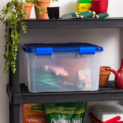 Iris WeatherPro 47 Quart Storage Bin with Latching Lid, Plastic, Clear, 4/Pack (500139)