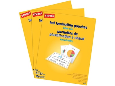 Staples Thermal Laminating Pouches, Letter Size, 9 x 11.5 Inches, 5 Mil, 300/Pack, for Heavy-Duty Document Protection