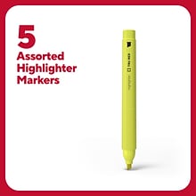 TRU RED™ Pocket Stick Highlighter with Grip, Chisel Tip, Assorted, 5/Pack (TR54584)