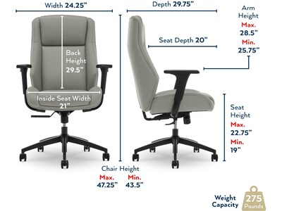 Thomasville Furniture Darius Ergonomic Bonded Leather Swivel Executive Chair, Gray (51490-GRY)