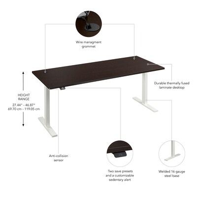 Bush Business Furniture Move 60 Series 72"W Electric Adjustable Standing Desk, Mocha Cherry (M6S7230MRWK)