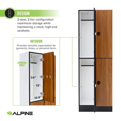 Alpine Industries 72" 2-Tier 2-Column Storage Locker, Oak (701-O-2-TPL-MK)