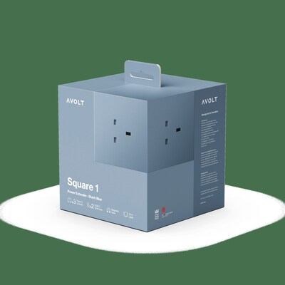 AVOLT Square 1 5.9 3-Outlet Power Extender with USB-C, Shark Blue (SQ1-NABC30-18SHB)