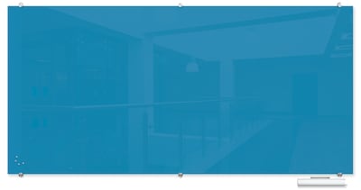 Best-Rite Visionary Colors Magnetic Glass Dry Erase Whiteboard 47.24 x 94.49 Blue (83846-Blue)