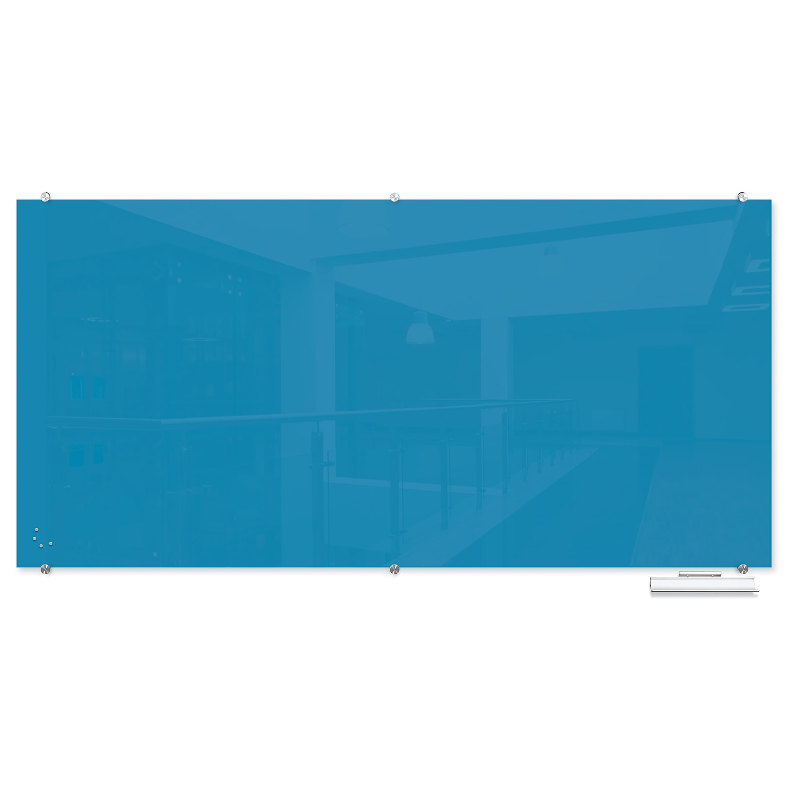 Best-Rite Visionary Colors Magnetic Glass Dry Erase Whiteboard 47.24 x 94.49 Blue (83846-Blue)