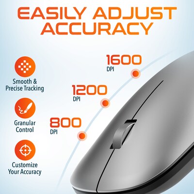 Delton K100 Wireless Slim Computer Keyboard and Mouse Combo, Silver (DKML100-WB)