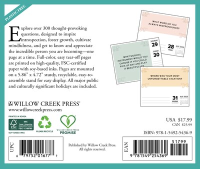 2026 Willow Creek One Question A Day 6.2 x 5.4 Day-to-Day Calendar (54369)