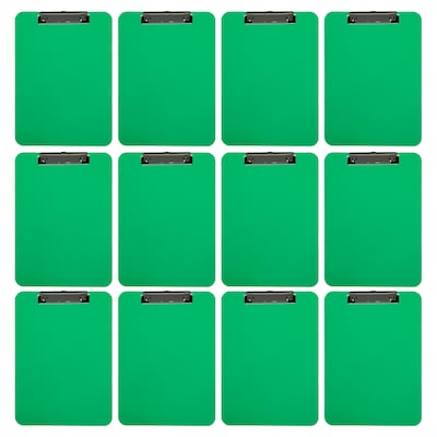 JAM Paper Plastic Clipboard, Letter Size, Green, 12/Pack (340926880AZ)
