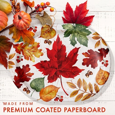 Say Hooray! Autumn Air Paper Plates and Guest Towels Kit, Multicolored, 48/Pack (DTC9387E2H)