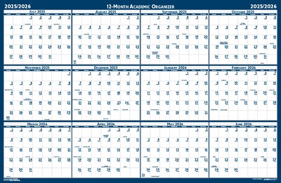 2025-2026 House of Doolittle 37" x 24" Academic Yearly Dry Erase Wall Calendar, Reversible (395-26)
