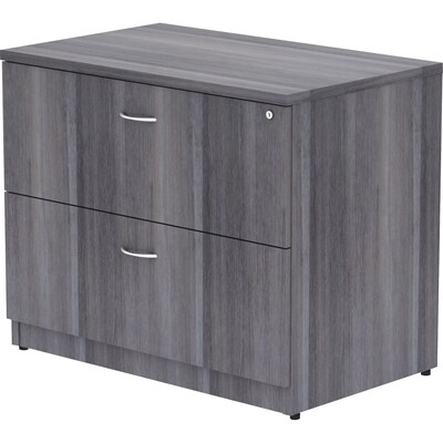 Lorell Essentials Series 2-Drawer Lateral File Cabinet, 35"W x 22"D x 29.5"H, Weathered Charcoal (LLR69563)