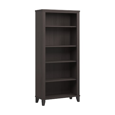 Bush Furniture Somerset 65"H 5-Shelf Bookcase with Adjustable Shelves, Storm Gray Laminate (WC81565)