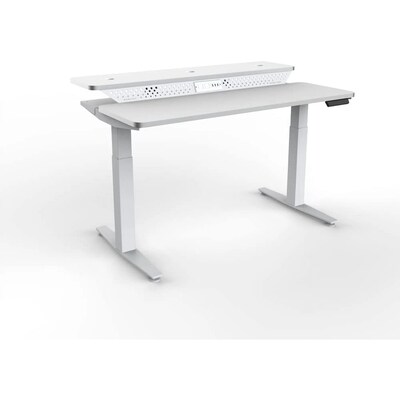 VersaDesk PowerLift Split-Level 48"W Electric Rectangular Adjustable Standing Desk, White (PL2SD4830-WW)