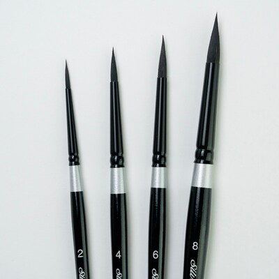 Silver Brush Black Velvet Medium Round Brushes, 4/Pack (SLVBV3055)