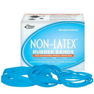 Alliance Non-Latex Multi-Purpose Assorted Rubber Bands, Cyan Blue, 250/Pack (42549)