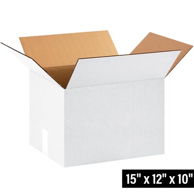 15 x 12 x 10 Shipping Boxes, 32 ECT, White, 25/Bundle (151210W)