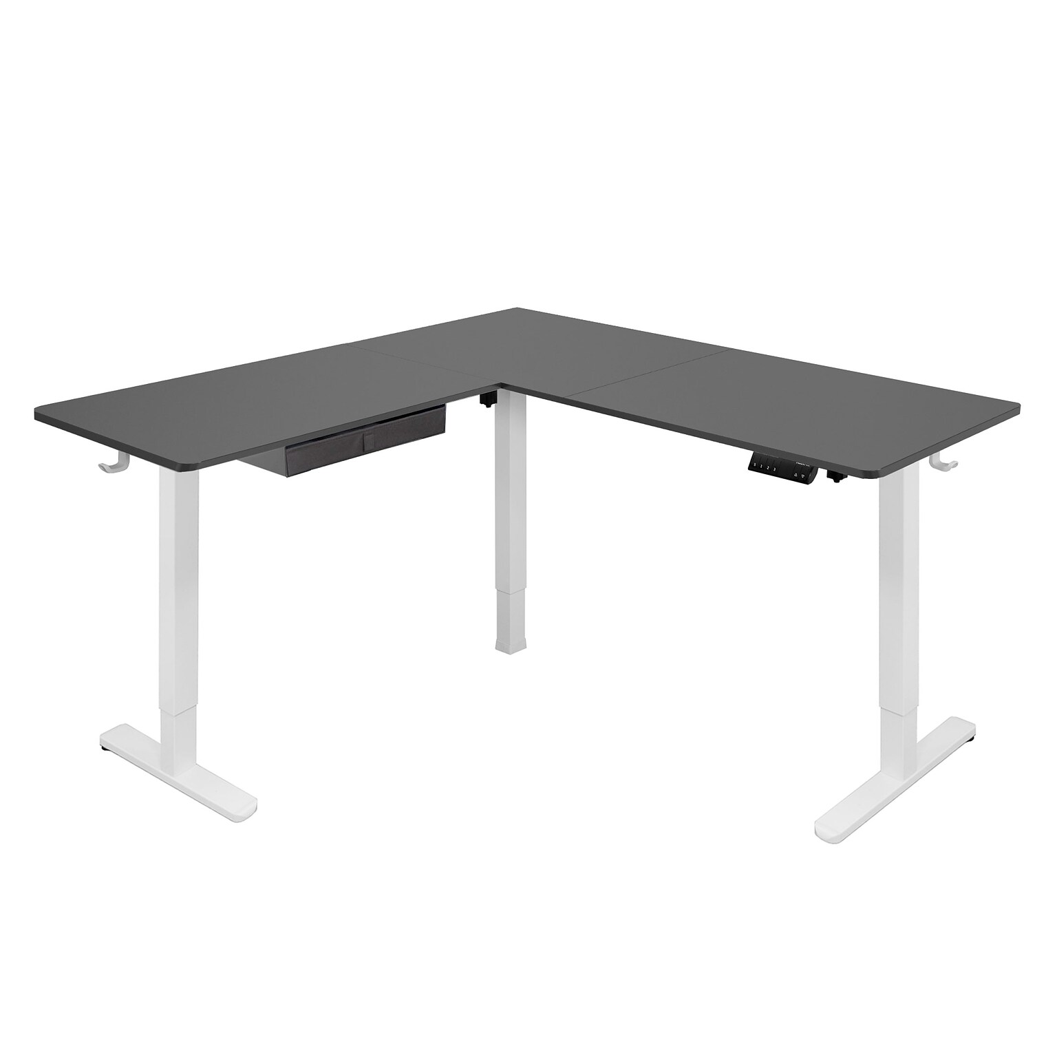 Mount-It! Large 63W Electric Corner Adjustable Standing Desk, Black/White (MI-15016)