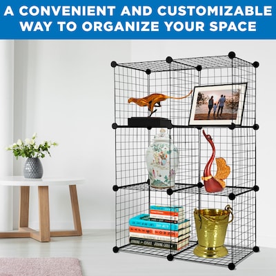 Mount-It! 28" x 42" 6-Cube Storage Organizer, Black (WI-4012)