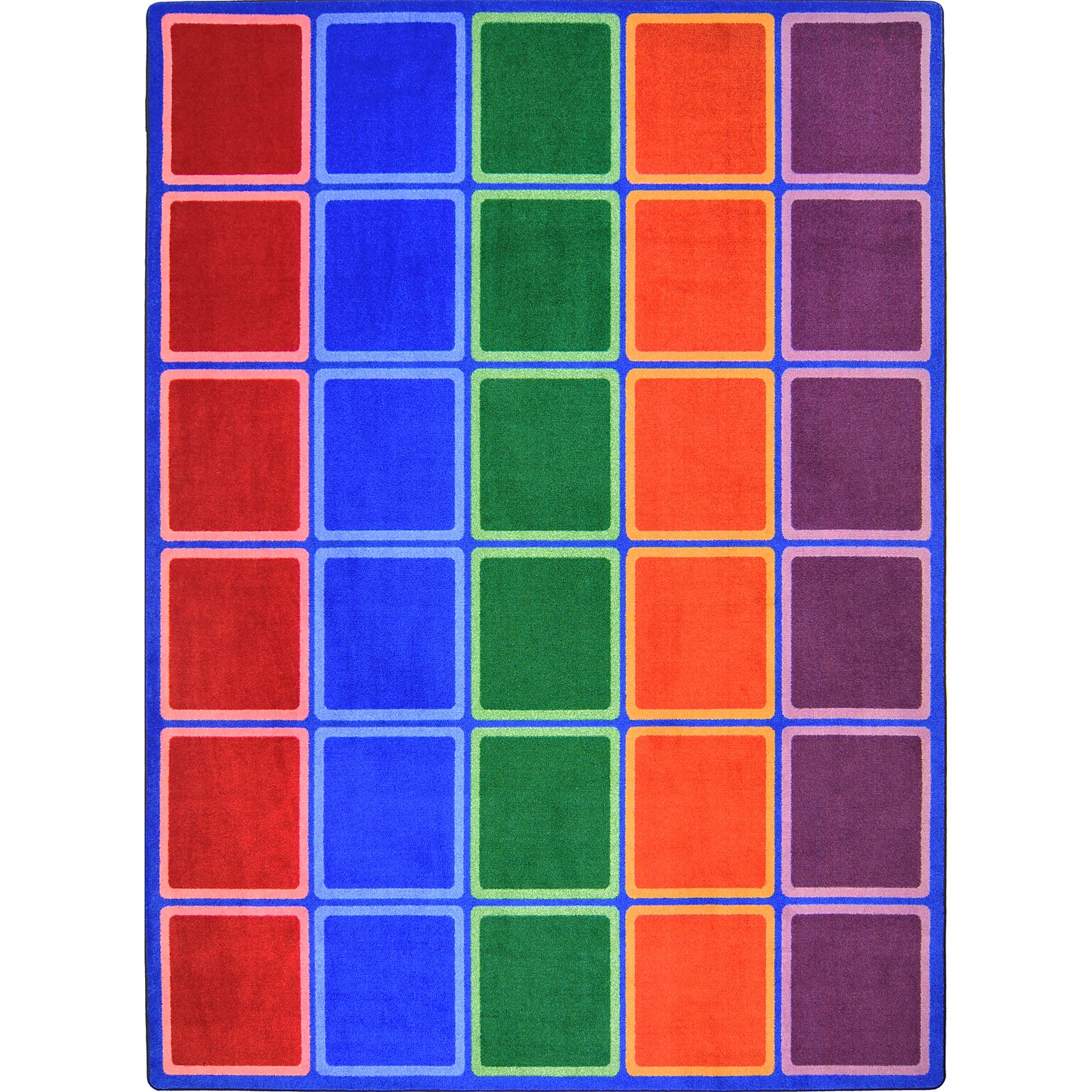 Joy Carpets Blocks Abound Nylon 78 x 109 Machine Tufted Rug, Primary (1709D-01)