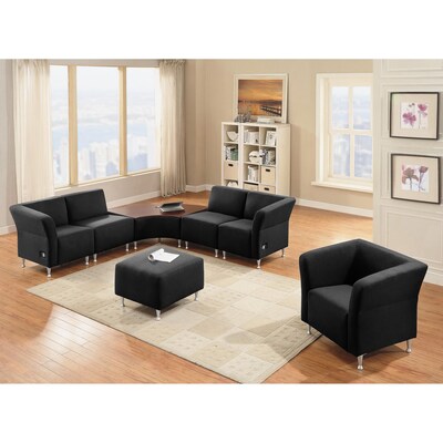 Lorell Fuze Modular Series Square Lounge Chair with Power, Black Leather (LLR86916)
